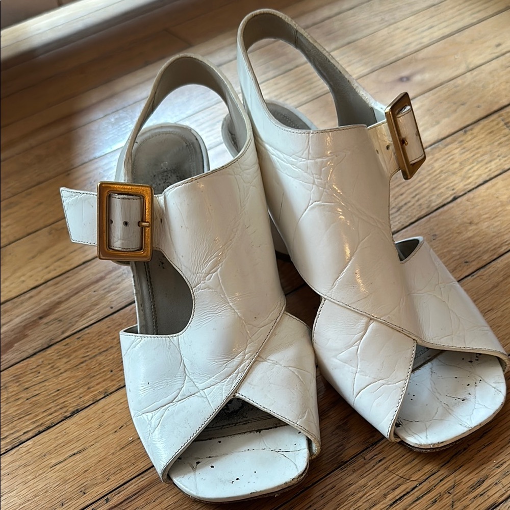 Celine White Sandals- Chunky heel